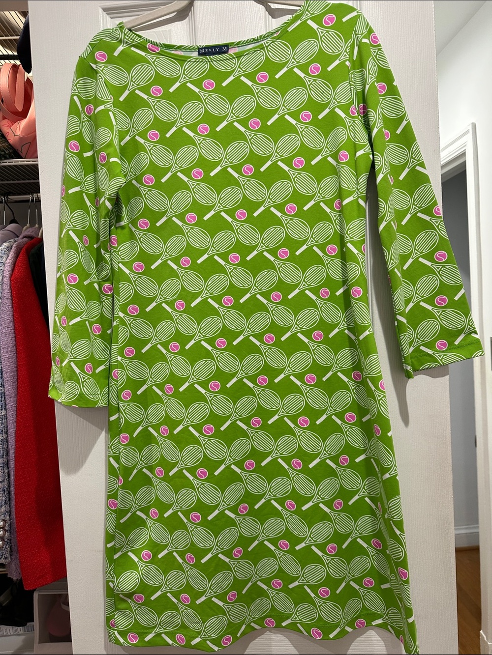 Green Tennis Print Shift Dress